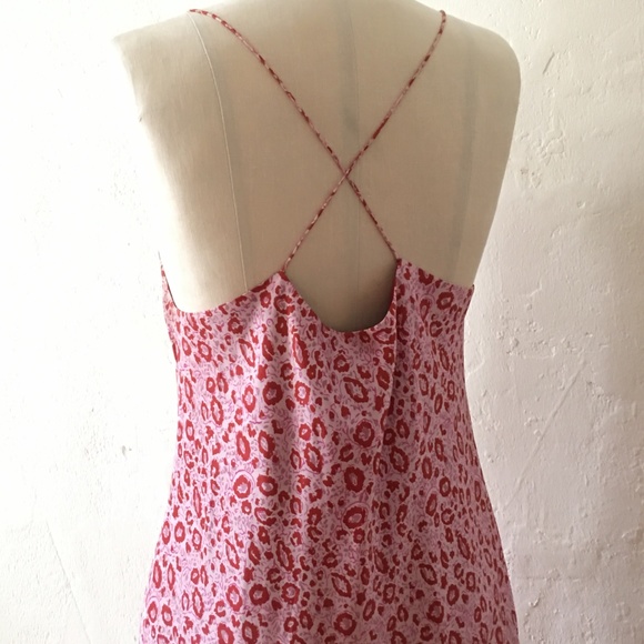 Y2K Vintage 100% Silk Floral Criss Cross Back Midi Slip Dress - Picture 5 of 8
